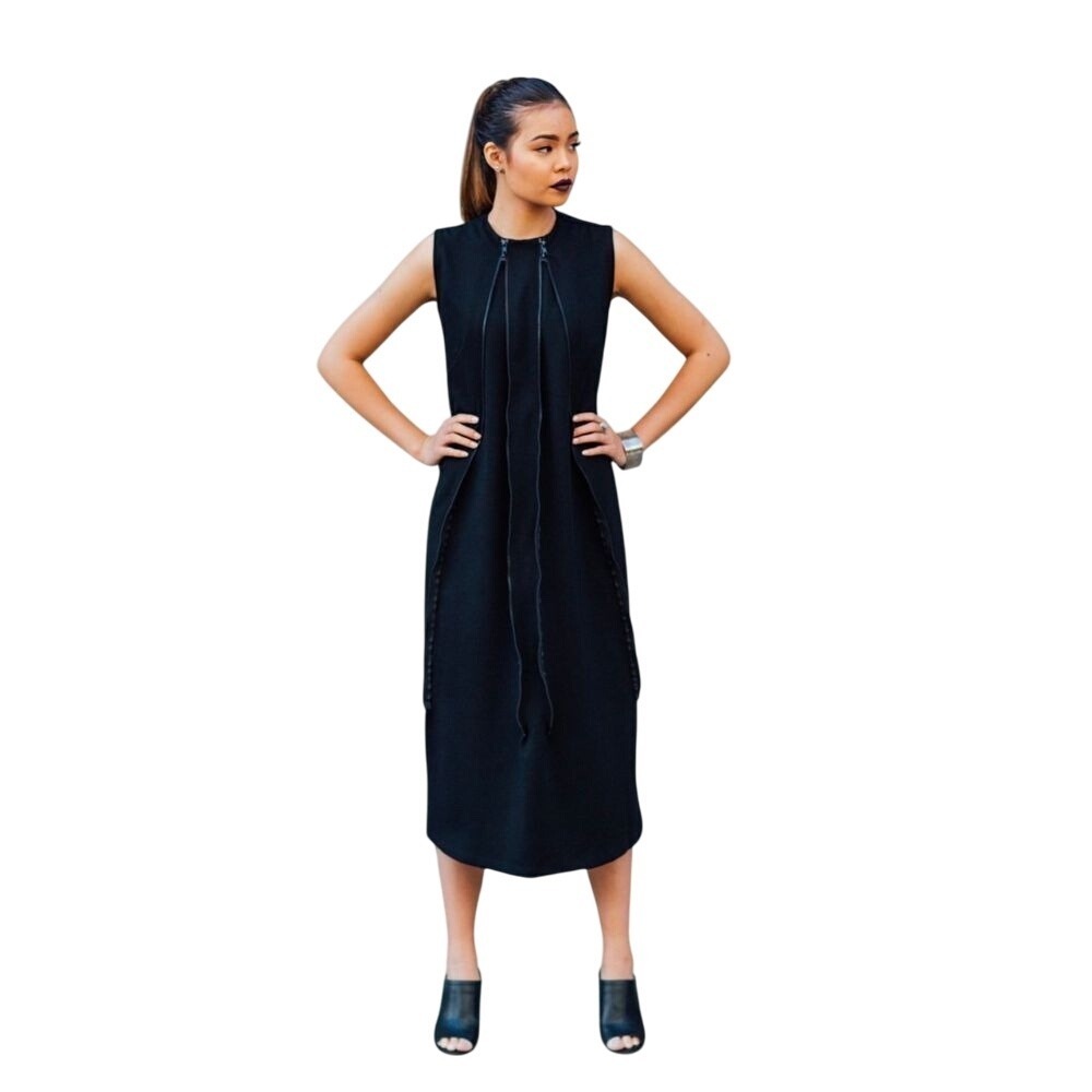 $242 NWT POPPYSEED The Zipper Maternity & Post Partum NAVY Designer Dress SMALL - Picture 5 of 7